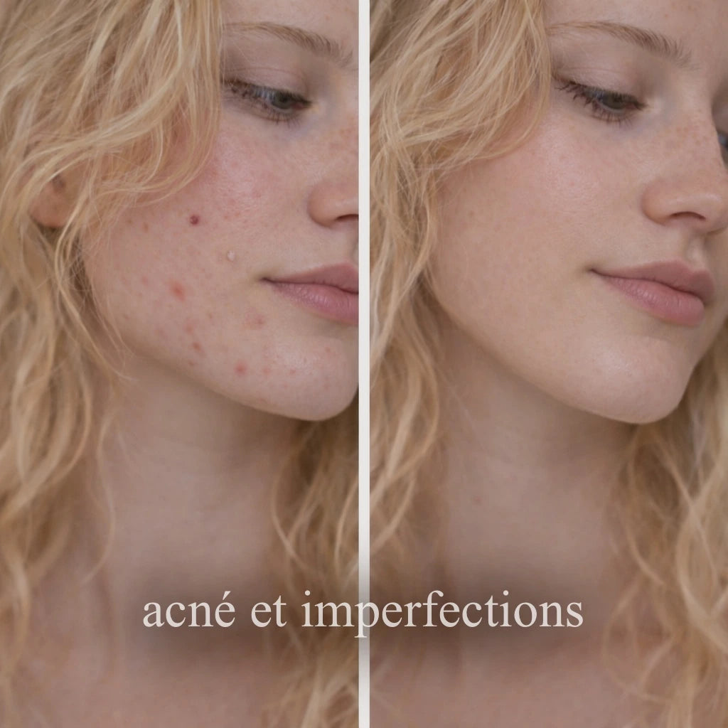 Résultats avant après soin haute fréquence contre acné et imperfections, peau plus lisse et uniforme
