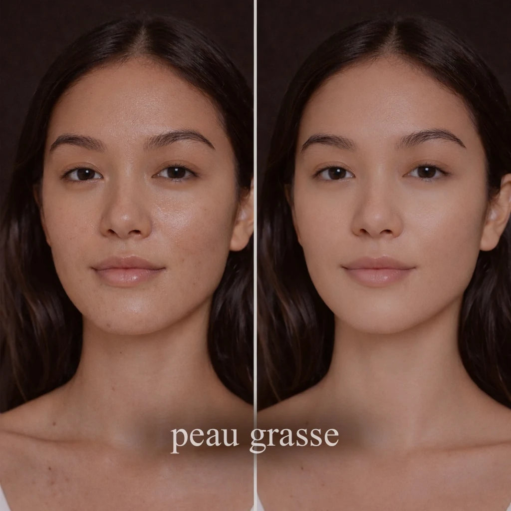 Traitement peau grasse avant après avec appareil haute fréquence, régulation du sébum et peau plus nette
