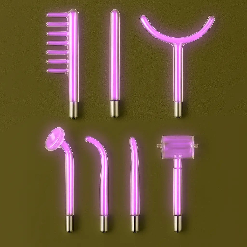 Lot de 7 électrodes haute fréquence Argon LumiFréquence – lumière violette