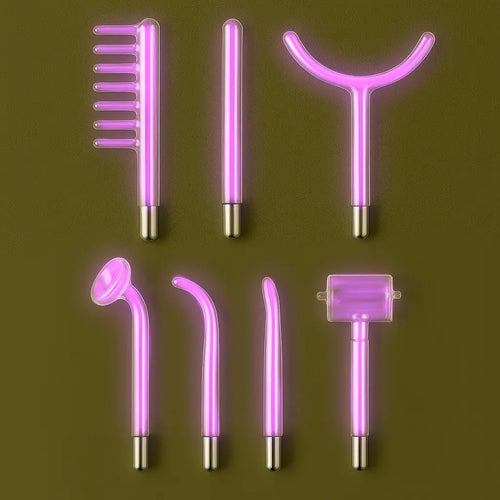 Lot de 7 électrodes haute fréquence Argon LumiFréquence – lumière violette